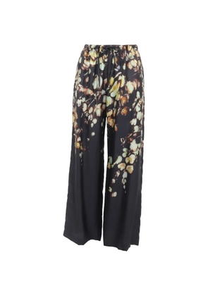 Dries Van Noten Pre-Owned floral-print straight-leg trousers - Black