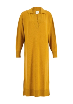 PAULA V-neck long-sleeve midi dress - Yellow