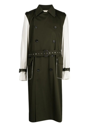 Wales Bonner Echo panelled trench coat - Green