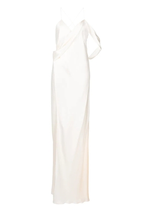 Michelle Mason silk wrap floor-length gown - White