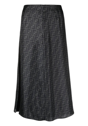 FENDI FF-print silk midi skirt - Grey