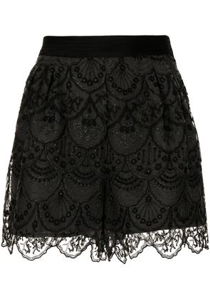 SHIATZY CHEN art-deco lace shorts - Black