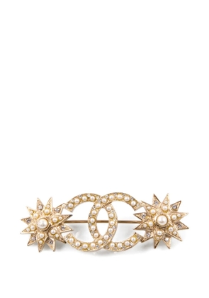 CHANEL Pre-Owned 2015 CC-interlocking brooch - Gold