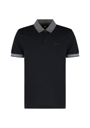 BOSS patterned-collar polo shirt - Blue
