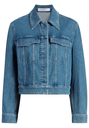 Another Tomorrow seam-detail cropped jacket - Blue