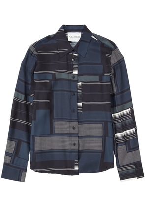 Closed graphic-print long-sleeve shirt - Blue
