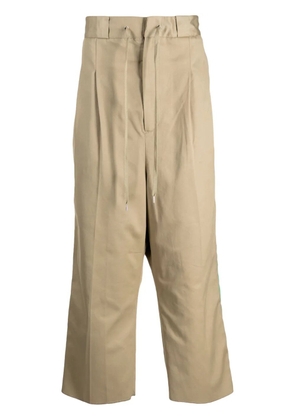 Takahiromiyashita The Soloist drawstring-waist drop-crotch trousers - Brown