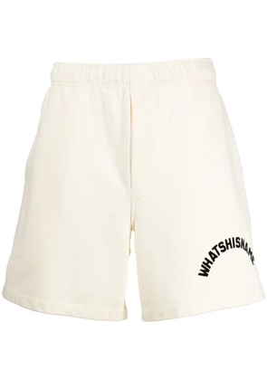 BODE Whatshisname logo-print cotton track shorts - Neutrals