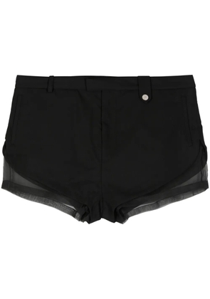 EGONlab. sheer panelling wool mini shorts - Black