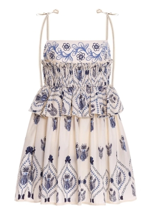 Agua By Agua Bendita Salvador Jarrón cotton mini dress - Neutrals