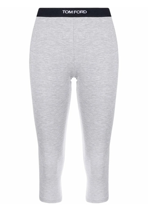 TOM FORD cropped logo-waistband leggings - Grey