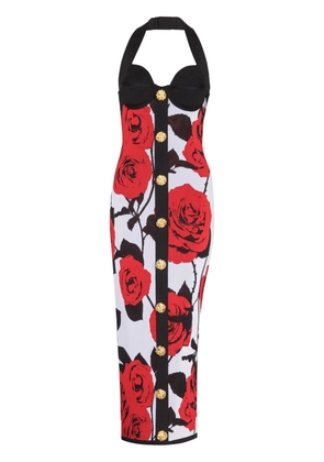 Balmain floral-jacquard knit midi dress - Black