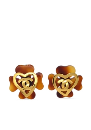 CHANEL Pre-Owned 1995 CC Clover clip-on earrings - Gold