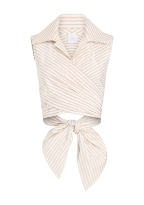 Patou striped draped sleeveless top - Neutrals