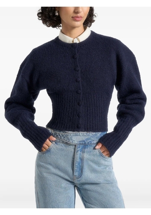 Manière De Voir Mayla cinched-ribbed knit blue cardigan