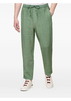 120% Lino drawstring-fastening trousers - Green