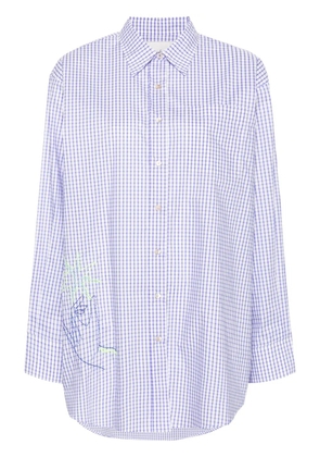 Forte Forte moon-embroidered checked shirt - Purple