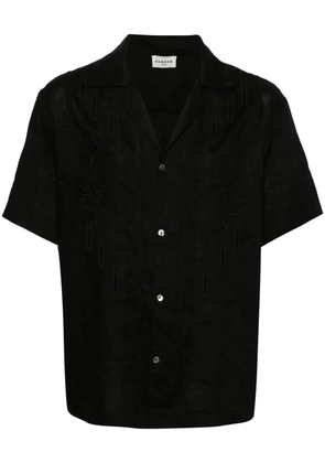 P.A.R.O.S.H. floral-embroidery linen shirt - Black