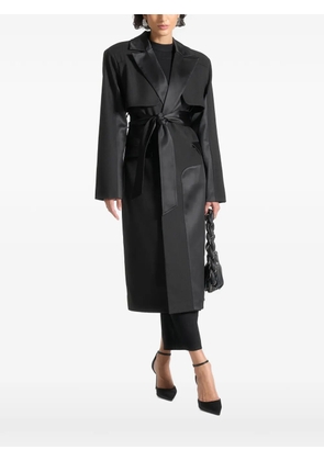 Manière De Voir Ilonat belted satin black tailored trench coat