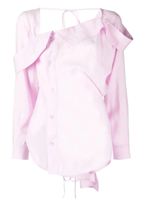 pushBUTTON asymmetric-neck button-up shirt - Pink