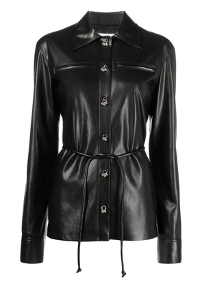 Nanushka faux-leather dangling-button shirt - Black