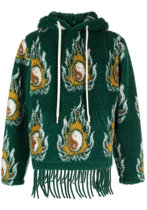 JORDANLUCA Cosmo patterned-jacquard drawstring hoodie - Green