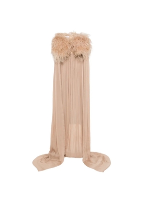 M.Marquise Aurea feather-detail cape - Neutrals