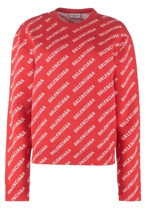 Balenciaga logo-print cotton sweatshirt - Red