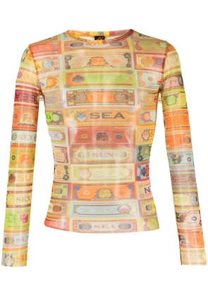 Jean Paul Gaultier Pre-Owned 2000s graphic-print semi-sheer T-shirt - Yellow