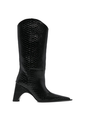 Coperni python-embossed cowboy boots - Black