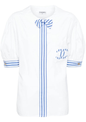 CHANEL Pre-Owned 1990 vertical stripe pattern shirt - White