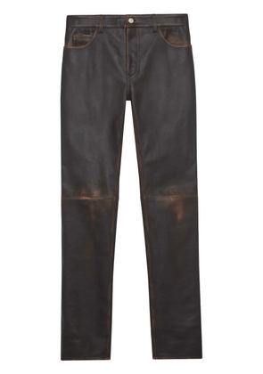 Courrèges distressed straight-leg leather trousers - Brown