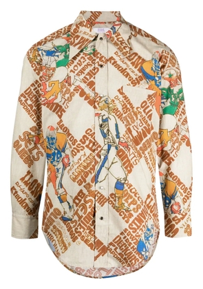 ERL graphic-print cotton shirt - Brown
