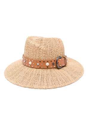 Maison Michel Virginie decorative belt fedora hat - Neutrals