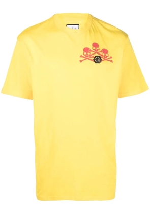 Philipp Plein skull-print detail T-shirt - Yellow