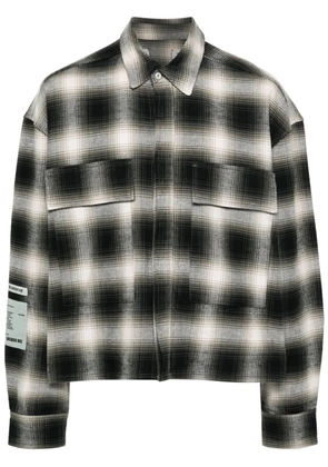 B1ARCHIVE logo-patch plaid shirt - Grey