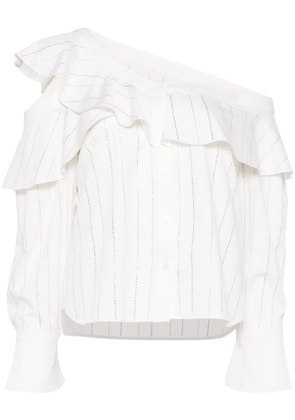 Self-Portrait rhinestone-striped top - White