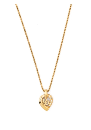 Christian Dior Pre-Owned 1990s rhinestone-embellished heart pendant necklace - Gold