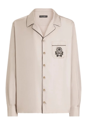 Dolce & Gabbana logo-embroidered pocket shirt - Neutrals