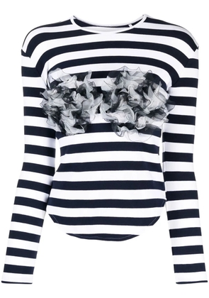 pushBUTTON ruffle striped top - Blue