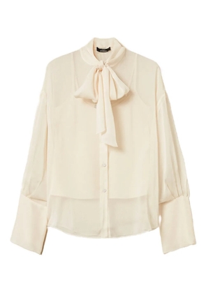 TWINSET tie-neck long-sleeve shirt - White