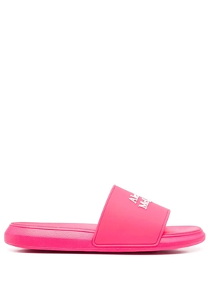 Alexander McQueen logo-appliqué slides - Pink