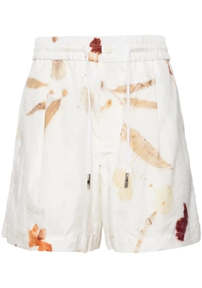 Feng Chen Wang abstract-print drawstring shorts - White