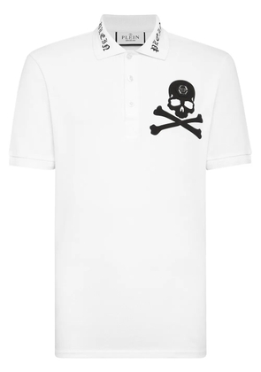Philipp Plein skull-print cotton polo shirt - White