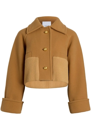 Patou rib-waist cropped coat - Brown