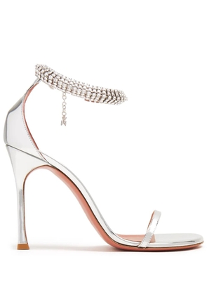 Amina Muaddi Iman 105mm leather sandals - Silver