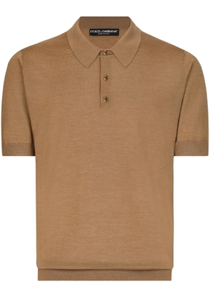 Dolce & Gabbana fine-knit polo shirt - Brown