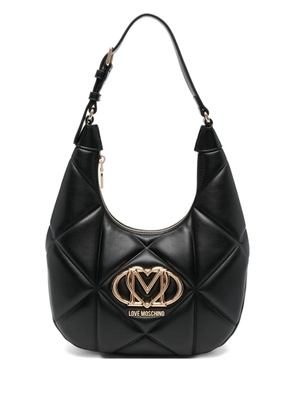 Love Moschino quilted logo-plaque shoulder bag - Black