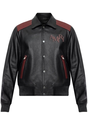 AMIRI logo-patch leather jacket - Black