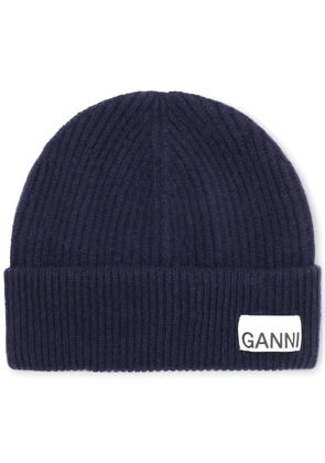 GANNI ribbed-knit beanie - Blue